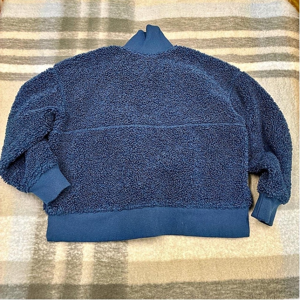 JoyLab Women Blue Sherpa Half-Zip Pullover Sweatshirt Textured Fleece Large - Picture 7 of 7